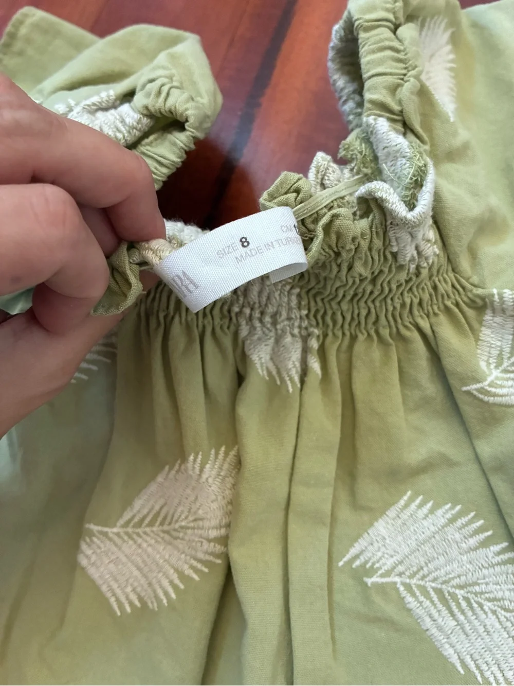 Zara Girls Green & White Leaf Print Matching Set - Top & Pants size 7/8